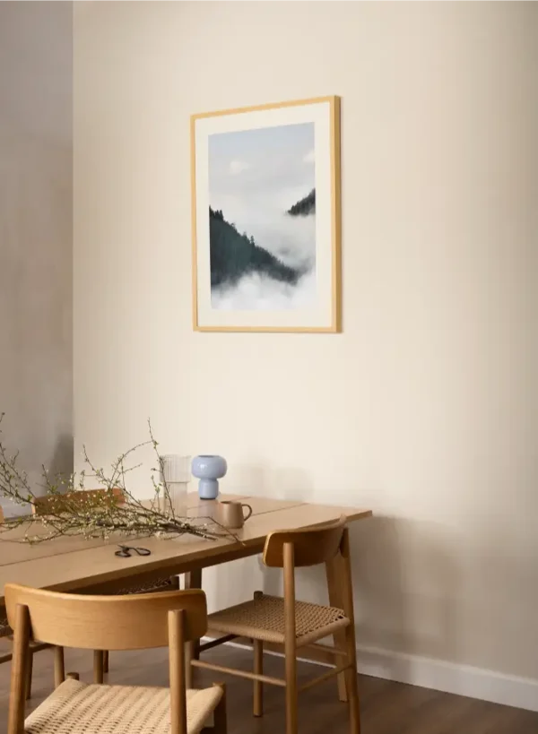 Fotografije magle koja pliva izmedju dva brda - slika za zid medium