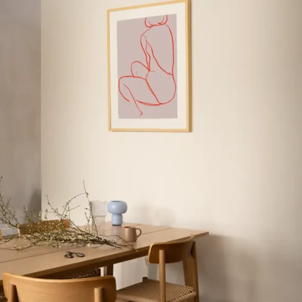 Jednostavni lineart žene slikane sa leđa - slika na zidu