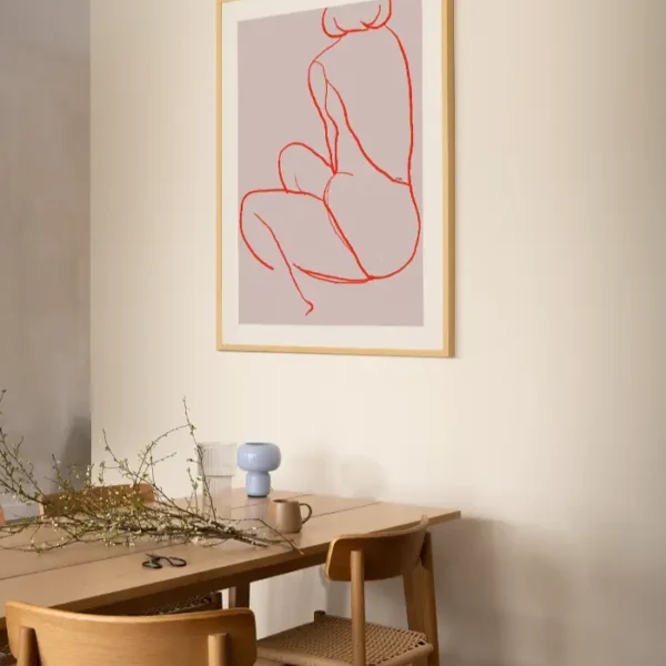 Jednostavni lineart žene slikane sa leđa - slika na zidu