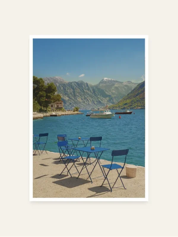 View on chairs and tables overlooking Boka Bay